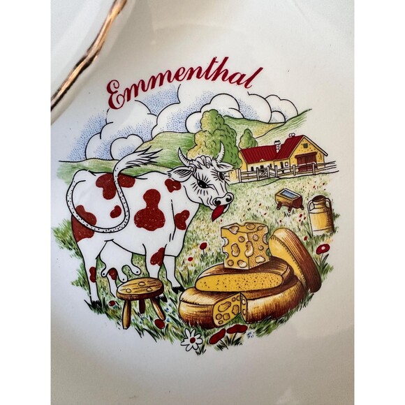 Moulin des Loups Cheese Plates, 5, Illustrated, 1950s, French Country Home Decor - Picture 3 of 8